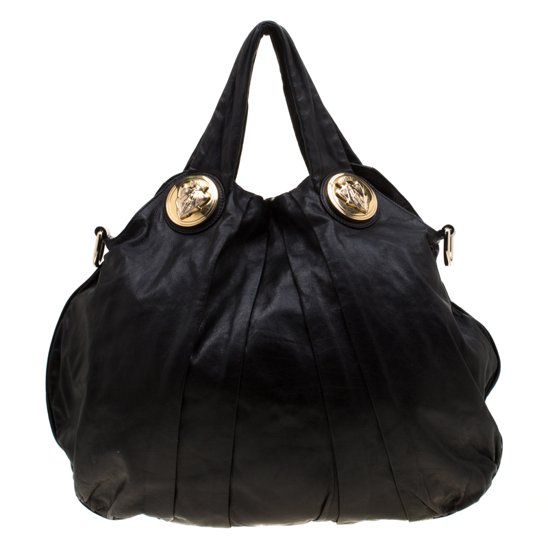 Gucci Black Leather Large Hysteria Hobo
