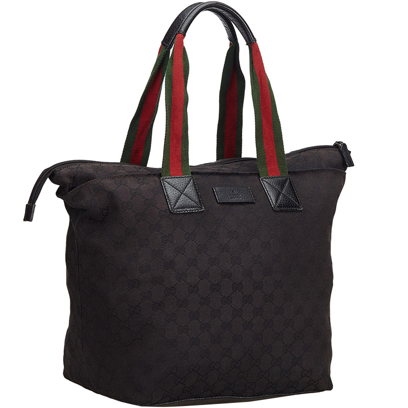 

Gucci Black GG Canvas Web Tote