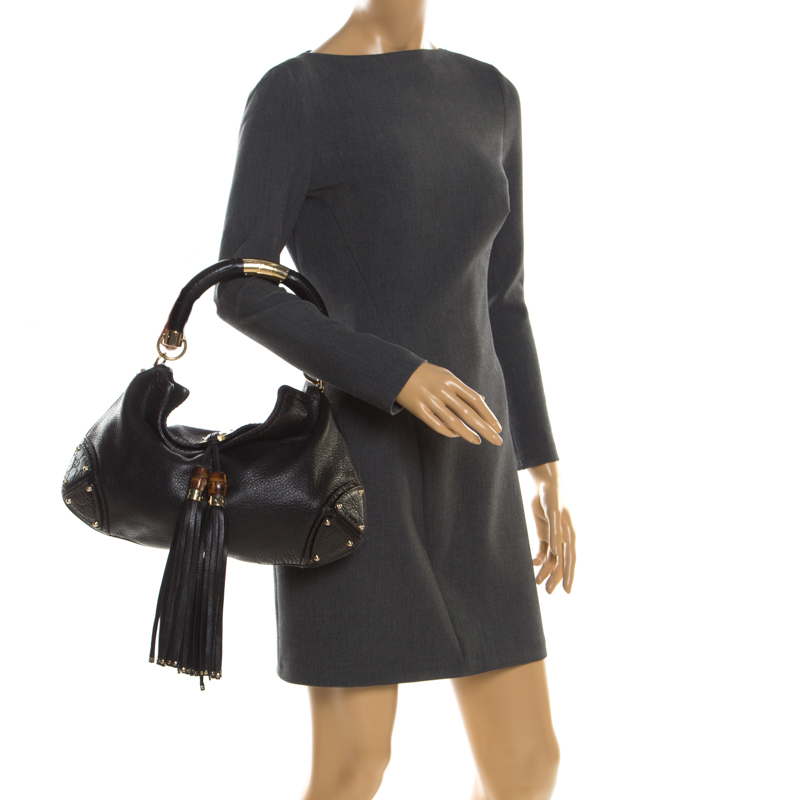 

Gucci Black Leather  Babouska Indy Hobo