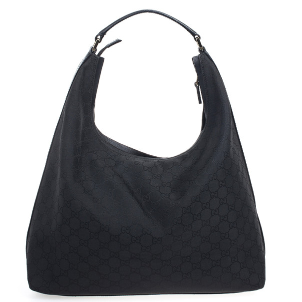 Pre Owned Gucci Original Black GG Canvas Hobo