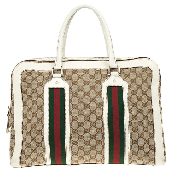 Gucci Monogram Canvas Web Detail Briefcase