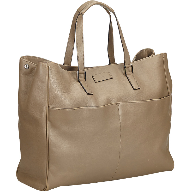 

Gucci Beige/Brown Leather Tote Bag