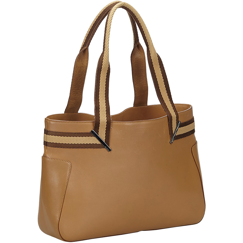 

Gucci Brown Leather Web Tote