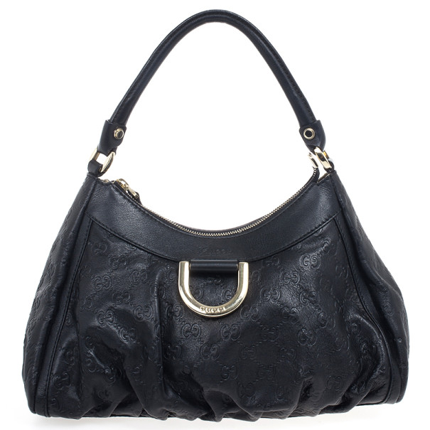 مملوكة مسبقًا Gucci Black Guccissima ‘D Gold’ Hobo