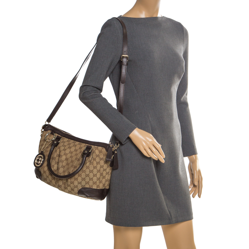 

Gucci Beige/Ebony GG Canvas and Leather Sukey Tote
