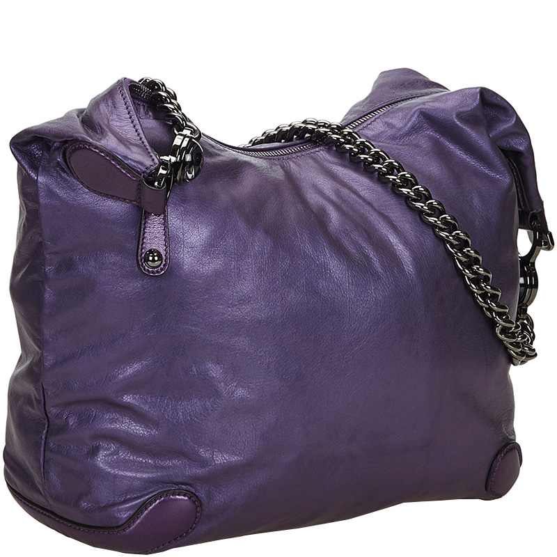

Gucci Purple Leather Galaxy Chain Hobo Bag
