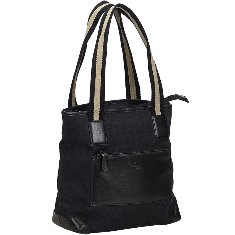 

Gucci Black GG Canvas and Leather Tote