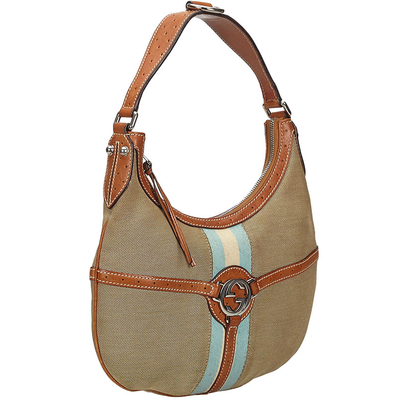 

Gucci Beige/Brown Canvas Vintage Web Reins Hobo