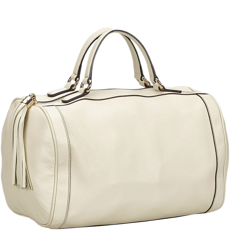 

Gucci Ivory Leather Soho Top Handle Bag, White