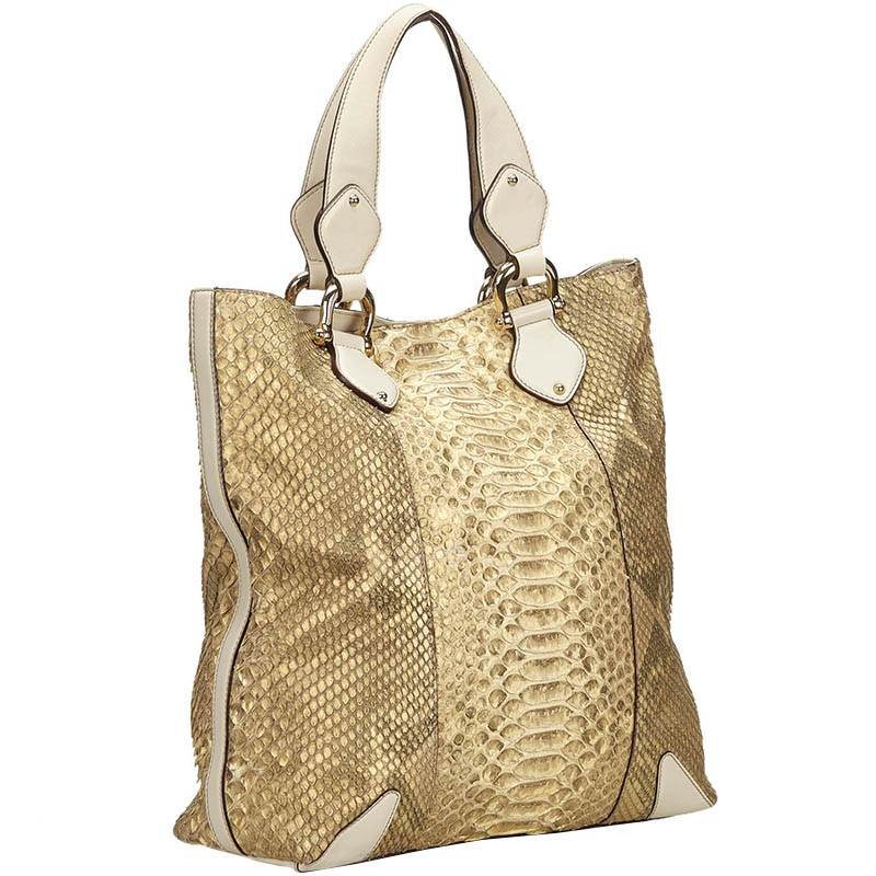 

Gucci Gold Python Leather Creole Tote Bag