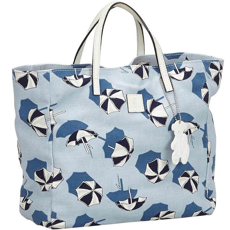 

Gucci Printed Canvas Tote Bag, Blue