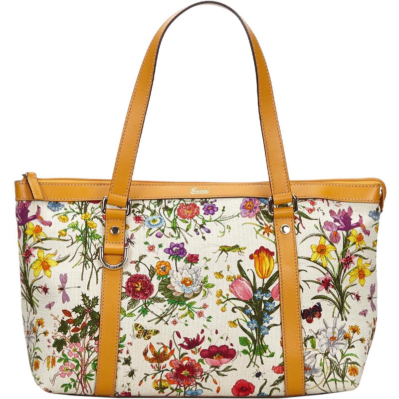 Gucci White Flora Canvas Abbey Tote Bag Gucci | TLC