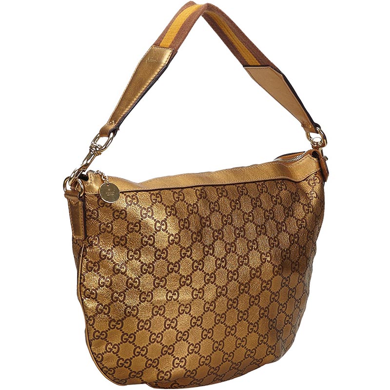 

Gucci Gold Guccissima Web Hobo Bag