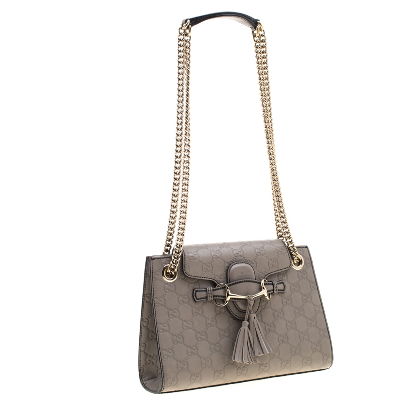 gucci ladies grey leather mini chain bag