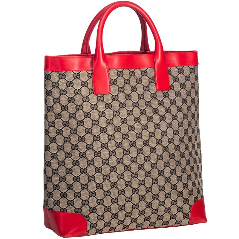 

Gucci Beige/Red GG Canvas Tote Bag