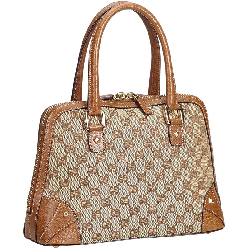 

Gucci Brown GG Jacquard Nailhead Handbag