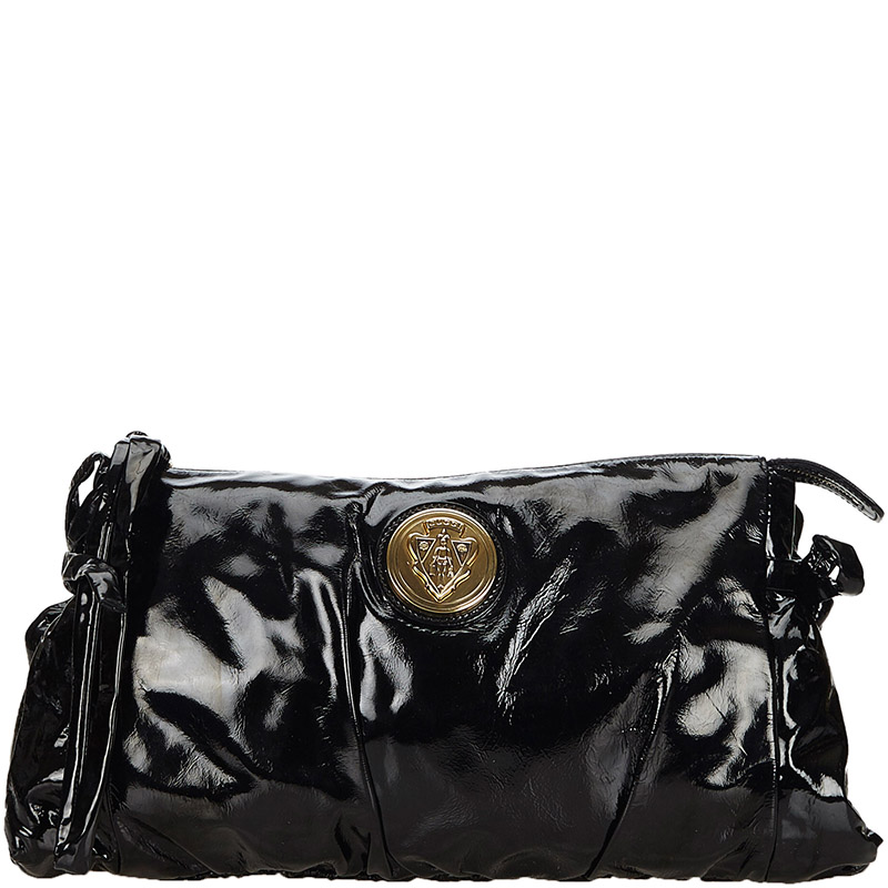 Gucci Black Patent Leather Hysteria Clutch Bag