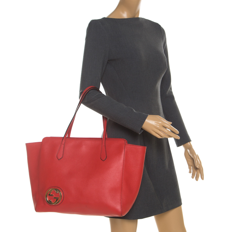 

Gucci Red Leather Swing Tote