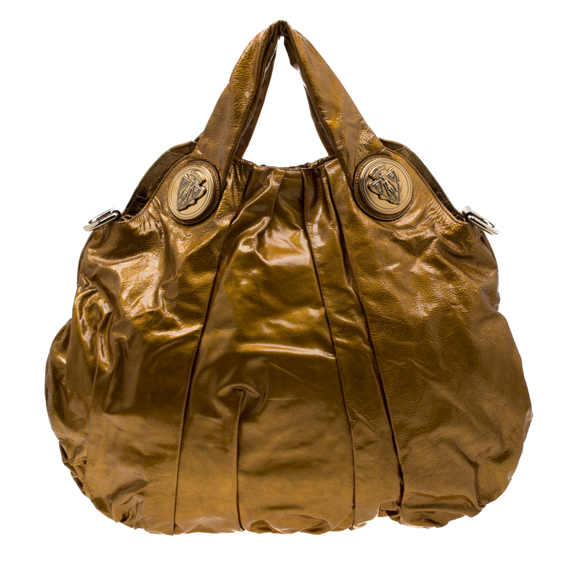 Gucci Gold Patent Leather Large Hysteria Hobo