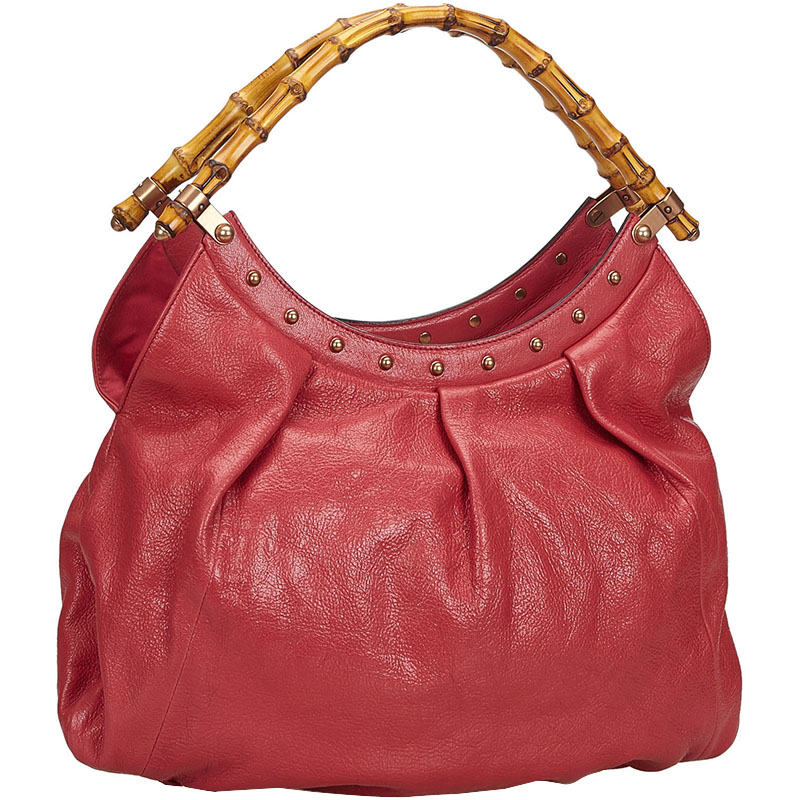 

Gucci Red Leather Bamboo Handle Shoulder Bag