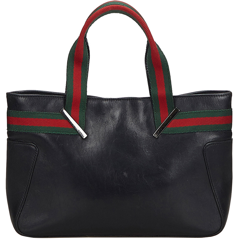 Gucci Black Web Leather Handbag