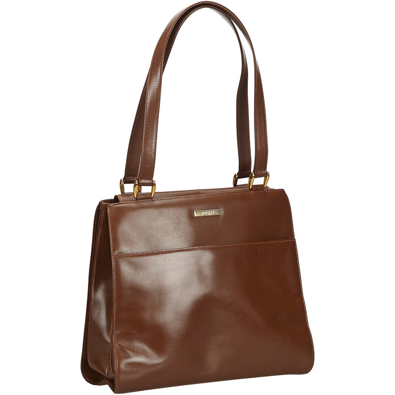 

Gucci Brown Leather Tote Bag