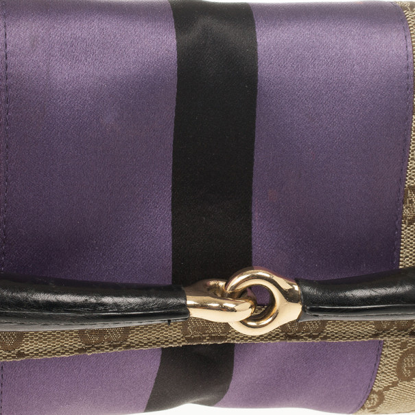 GUCCI Tom Ford Monogram Horsebit Web Clutch Purple 289238