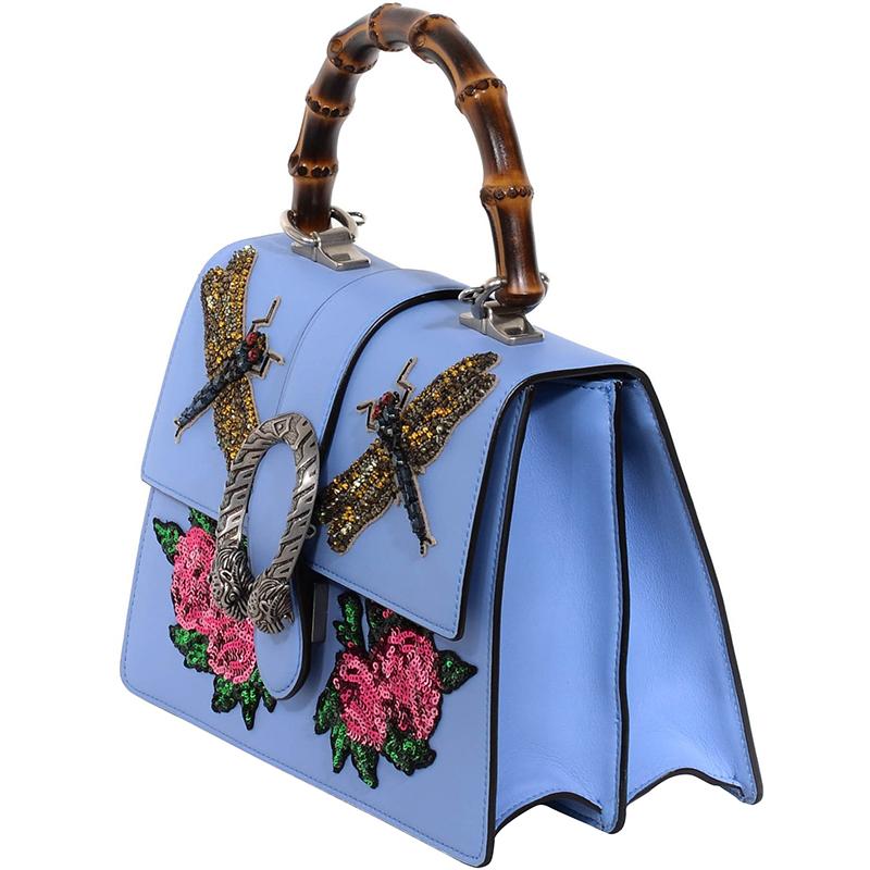 

Gucci Blue Leather Embroidered Medium Dionysus Top Handle Bag