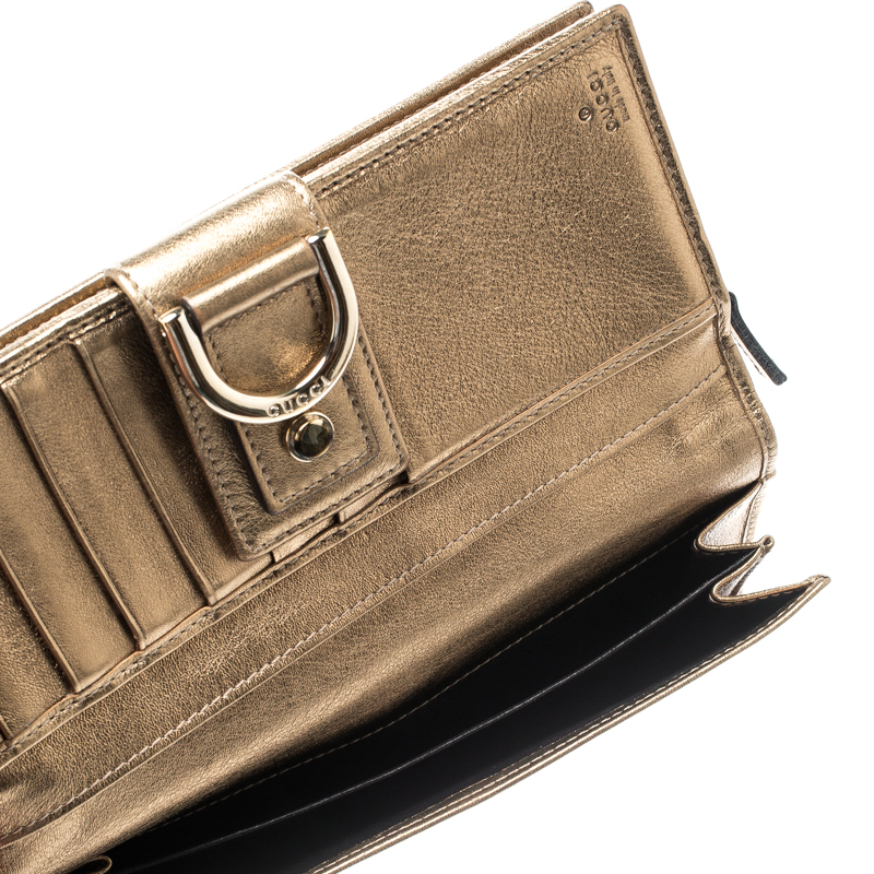 

Gucci Bronze/Gold GG Canvas and Leather D Ring Wallet