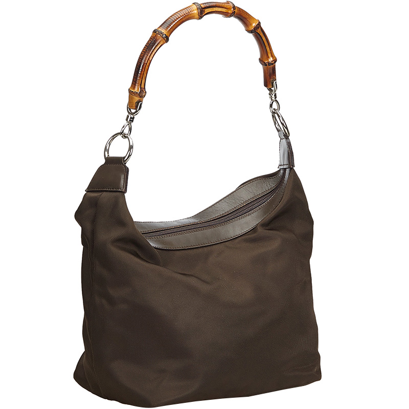 

Gucci Dark Brown Nylon Bamboo Handbag