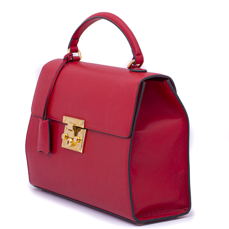

Gucci Red Padlock Gg Supreme Top Handle Bag