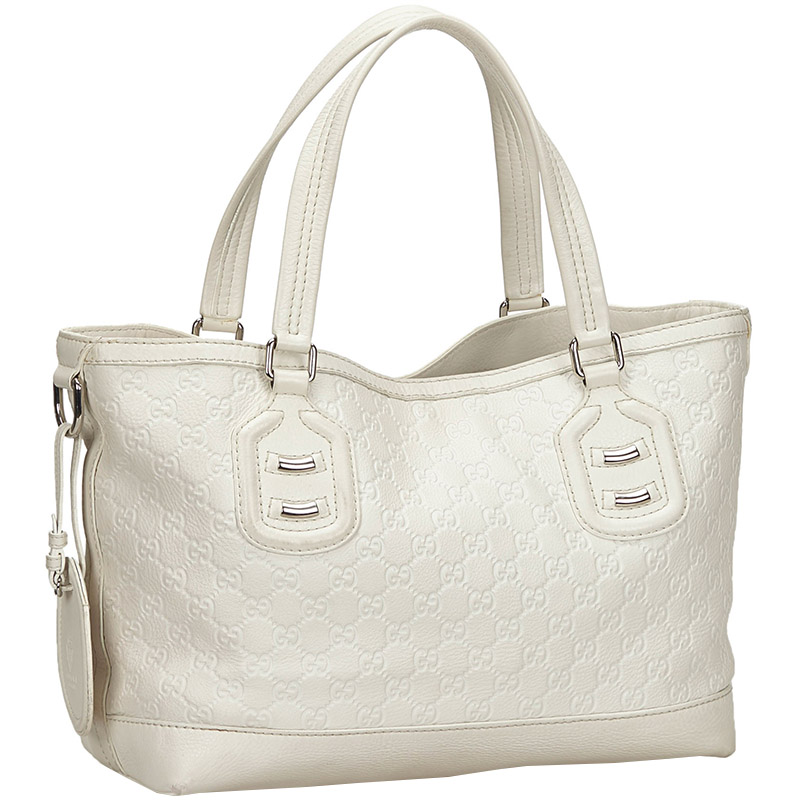 

Gucci White Leather Techno Tote