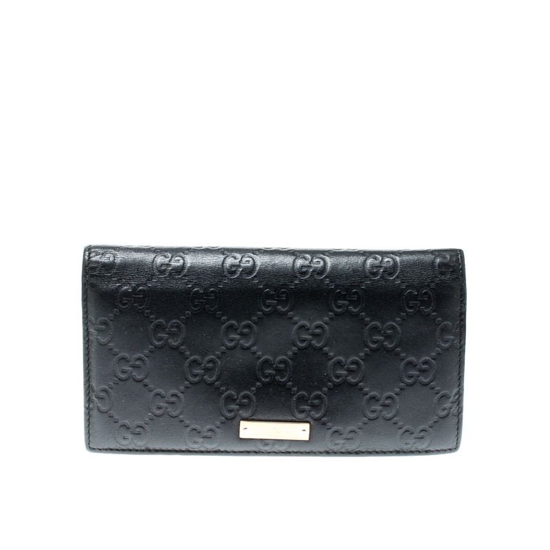 Gucci Black Guccissima Leather Continental Wallet
