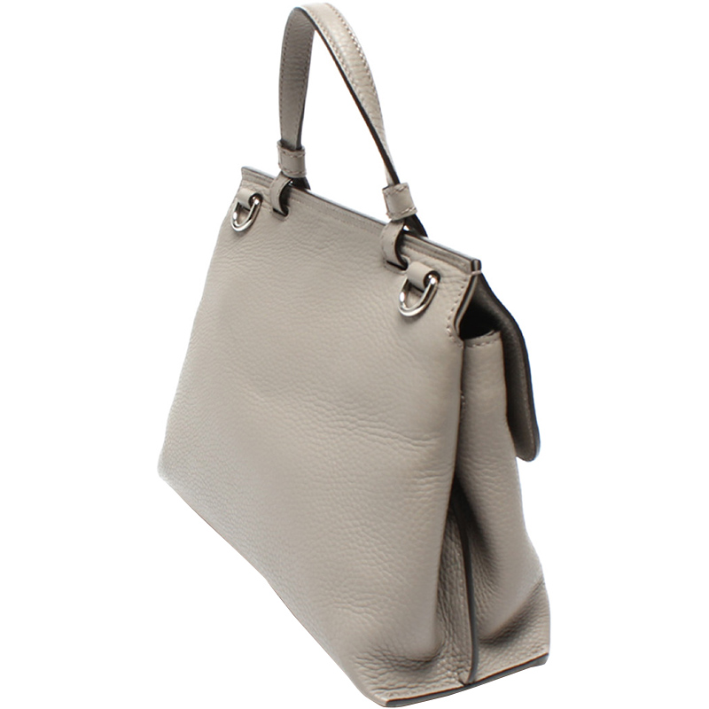 

Gucci Gray Pebbled Leather Bamboo Daily Top Handle Bag, Grey