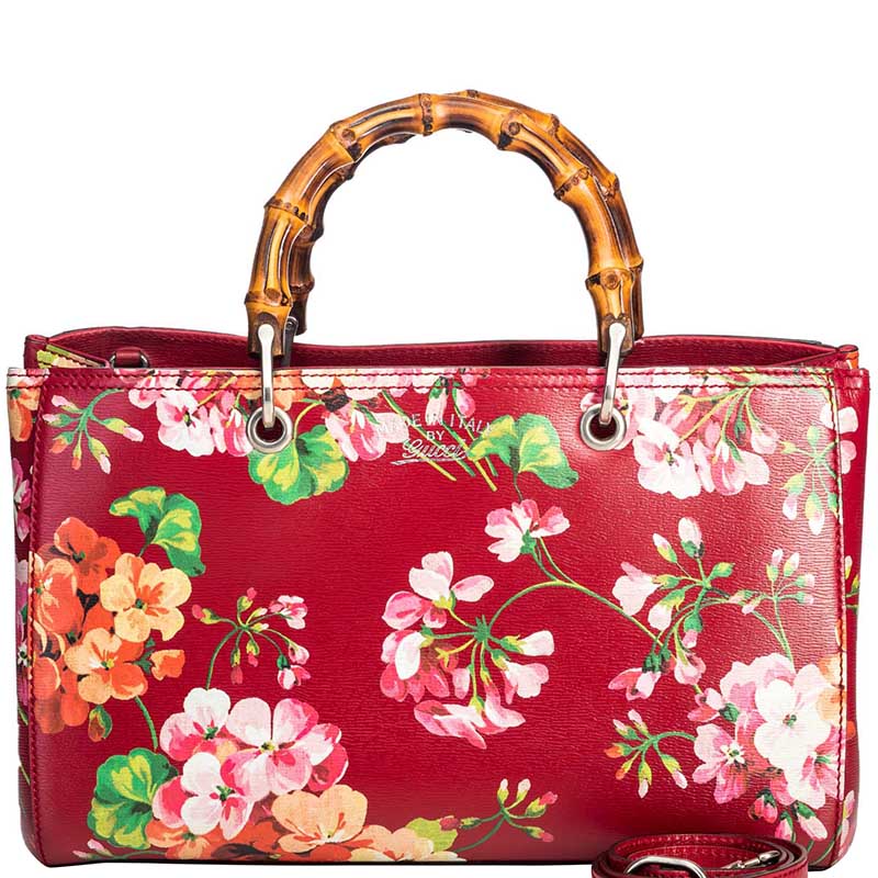 Buy Gucci Multicolor Bloom's Printed Leather Bamboo Shopper Tote 213716