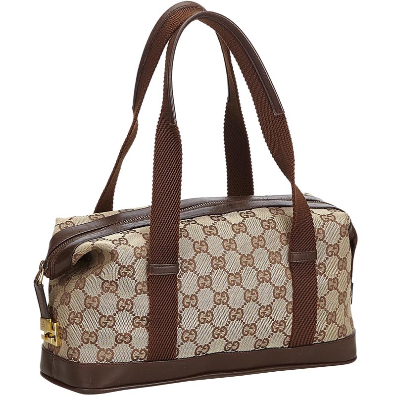 

Gucci Brown GG Jacquard Small Duffle Bag, Beige