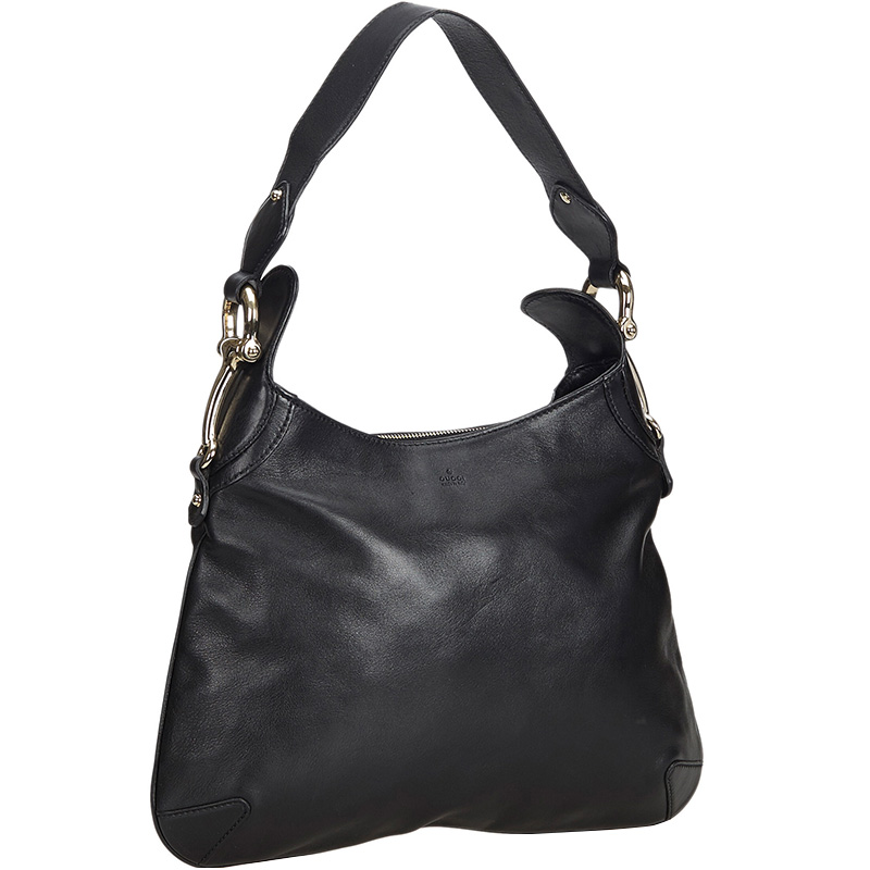 

Gucci Black Horsebit Leather Creole Hobo Bag