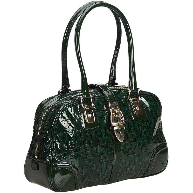 

Gucci Green Horsebit Patent Leather Shoulder Bag