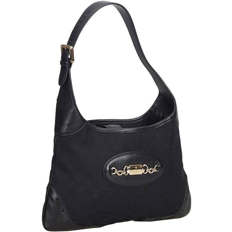 

Gucci Black GG Canvas and Leather Jackie Shoulder Bag