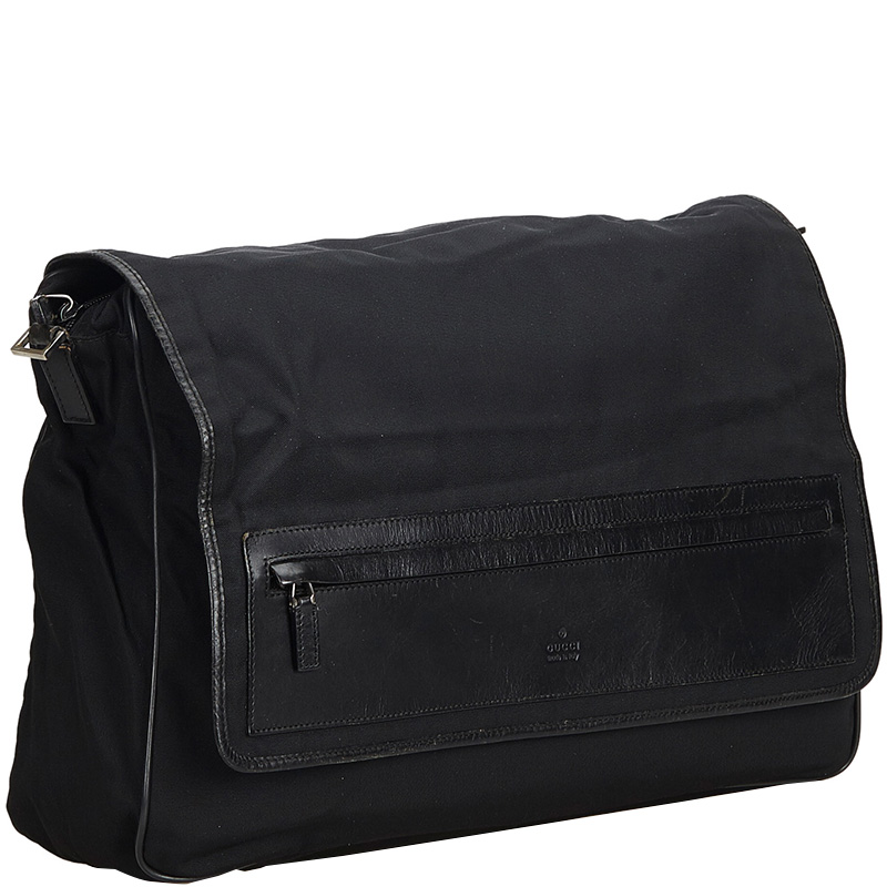

Gucci Black Canvas Leather Messenger Bag