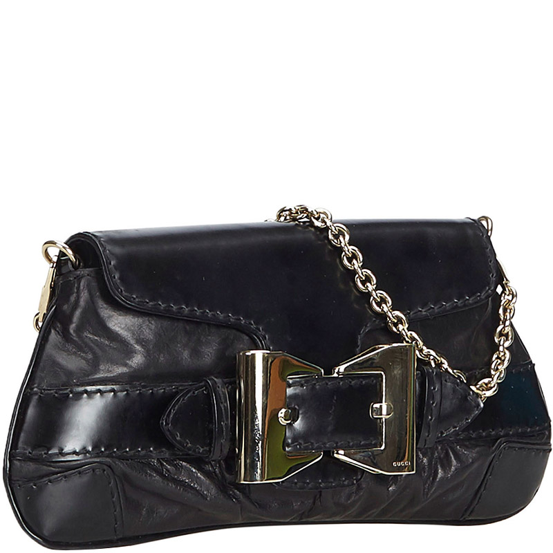 

Gucci Black Leather Queen Baguette