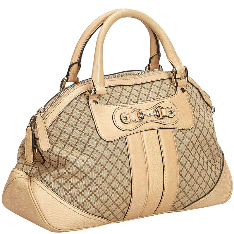 

Gucci Beige Leather Diamante Horsebit Catherine Satchel