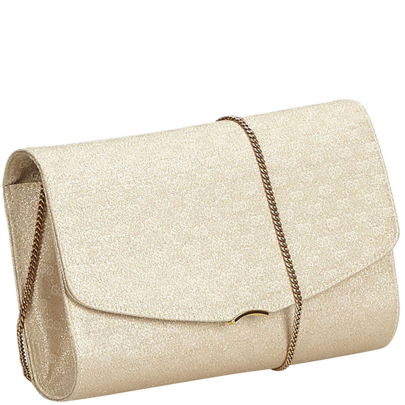 

Gucci Gold Glitter Canvas Flap Chain Crossbody Bag