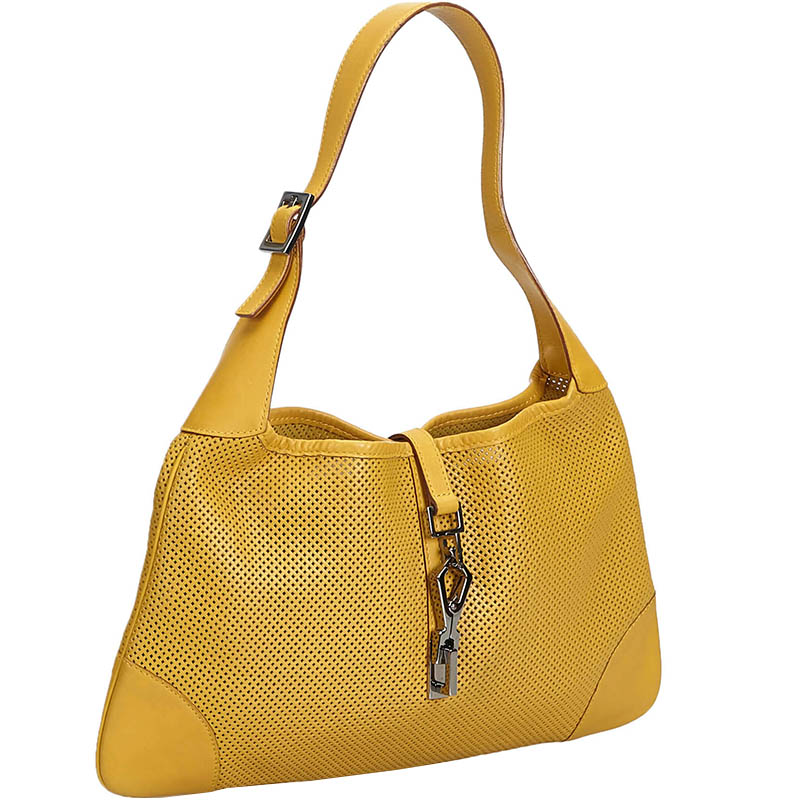 

Gucci Yellow Mesh Leather Jackie Shoulder Bag