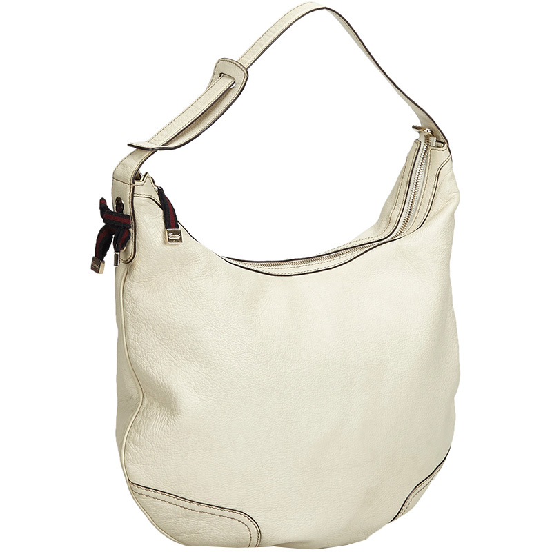 

Gucci White Leather Princy Hobo Bag