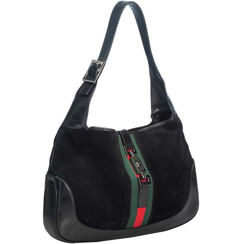 

Gucci Black Web Suede Jackie Shoulder Bag