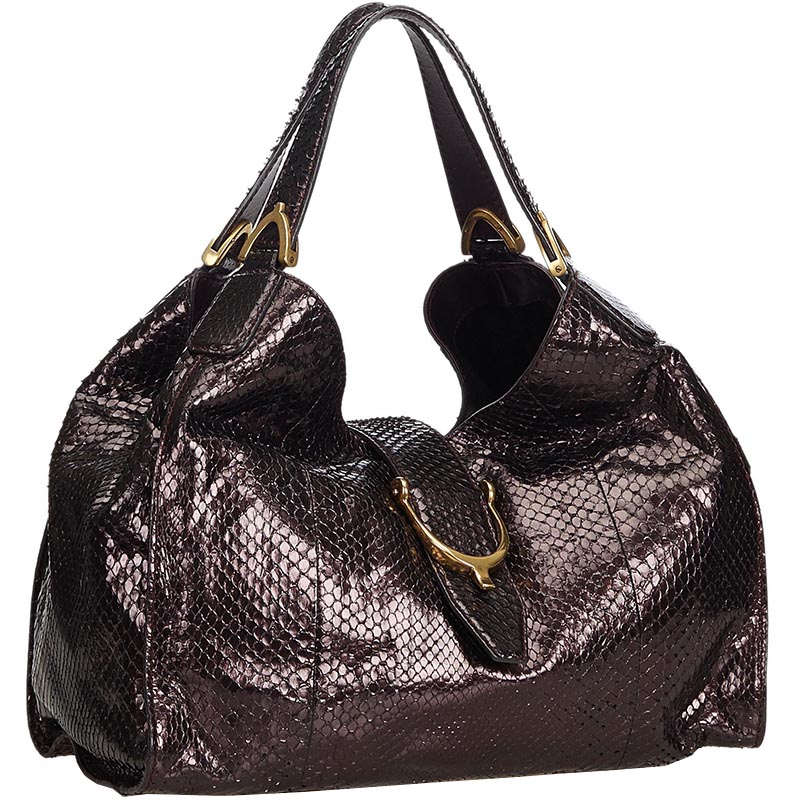 

Gucci Mocha Python Soft Stirrup Hobo Bag, Brown