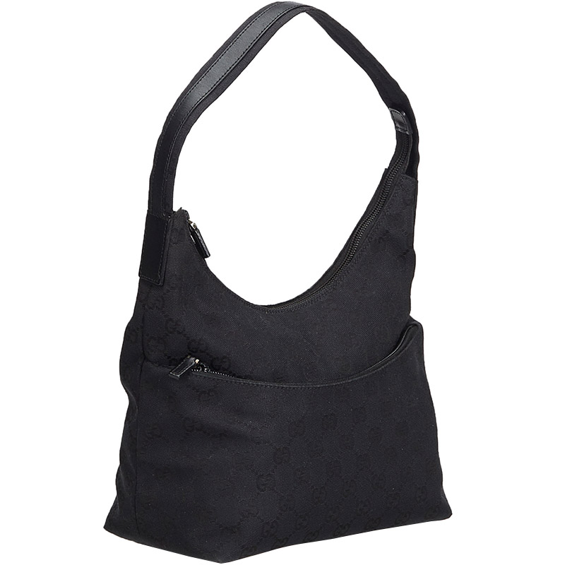 

Gucci Black GG Canvas Hobo Bag