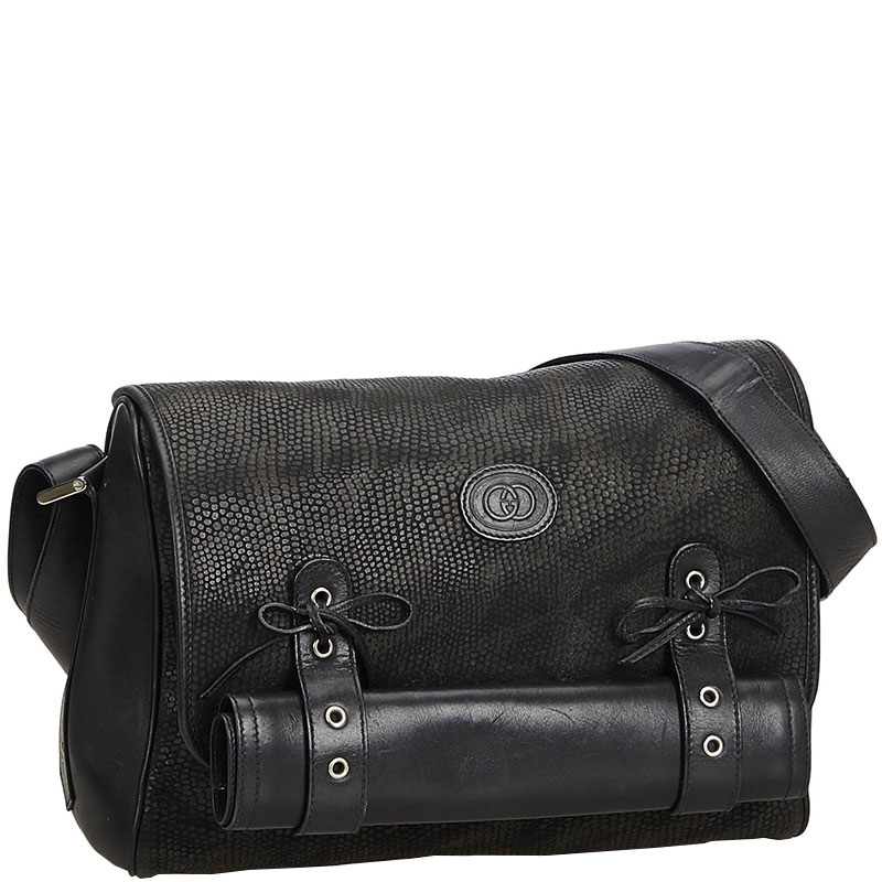 

Gucci Black Textured Leather Crossbody Bag