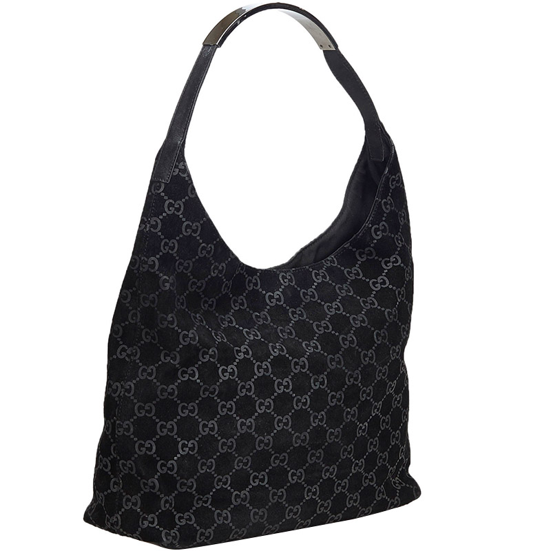 

Gucci Black GG Suede Shoulder Bag